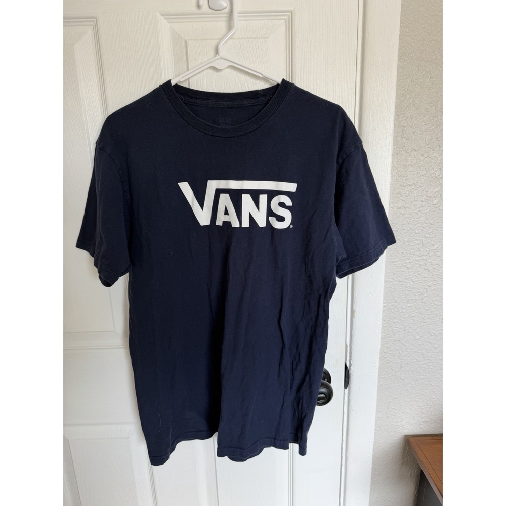 VANS Navy Blue Logo Cotton Men's M Short Sleeve Crew Neck T-Shirt